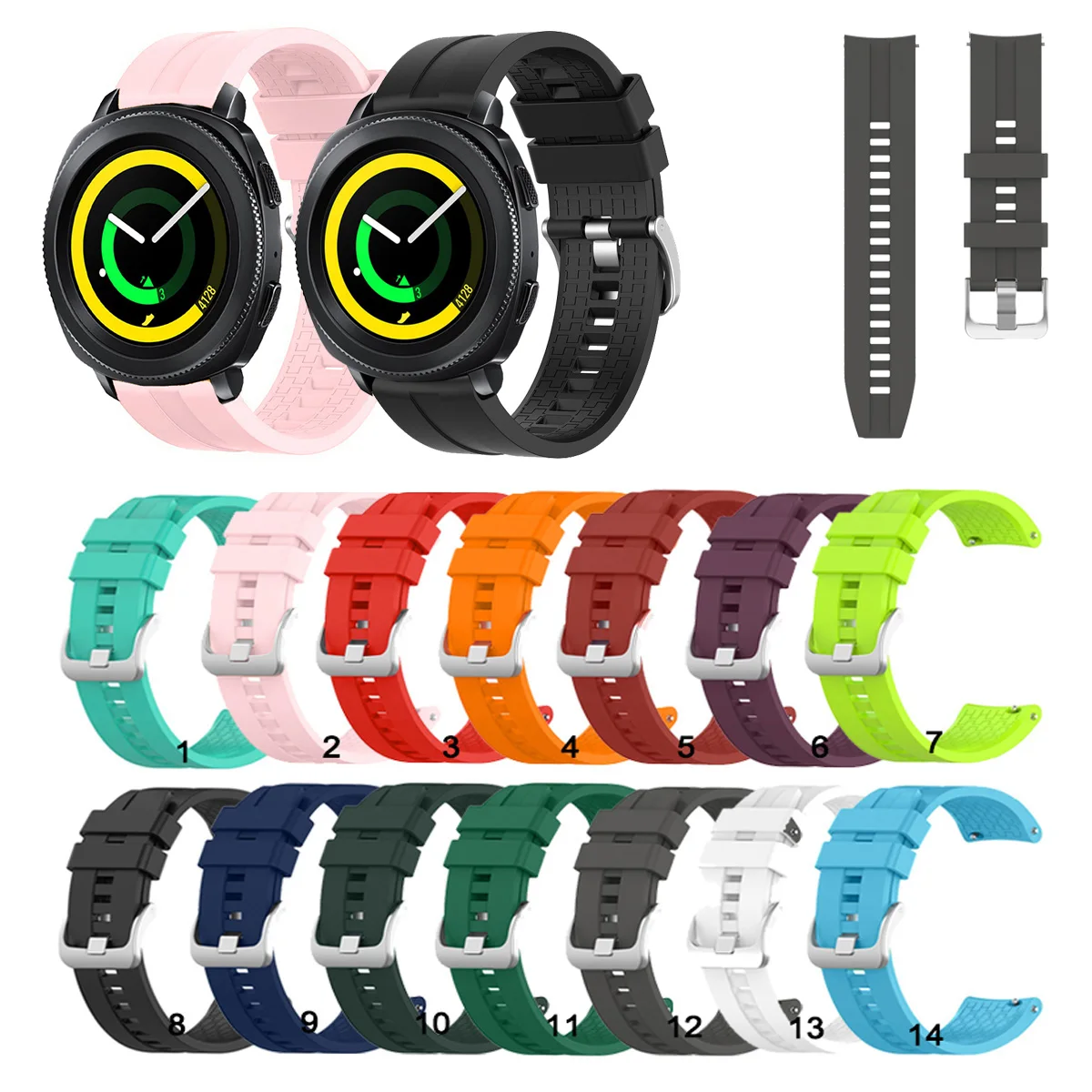 Ремешок силиконовый для Samsung Gear Sport S4 сменный Браслет наручных часов Galaxy Watch Active 2