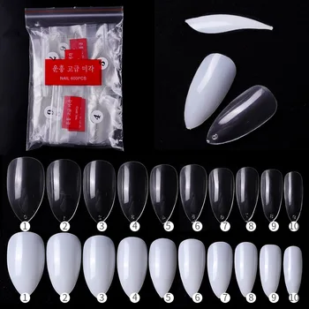 

Nail Art False STILETTO Curved Clear French Nail Tips French Fake Faux Ongles Professional Pointed Nail Salon Artificial Nails