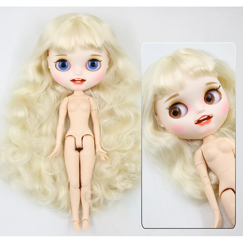 Neo Blythe Doll with Blonde Hair, White Skin, Matte Smiling Face & Custom Jointed Body 1