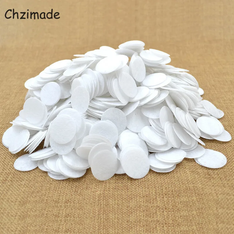 Chzimade 500/1000Pcs White 20/25/30/40mm Round Felt Circle Pads Die Cut Appliques DIY Cardmaking Sewing Craft