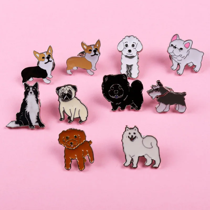 Broches de chien de dessin animé mignon, bijoux, teckel, chien corgi, épingles, badge décoré, 1 pièce