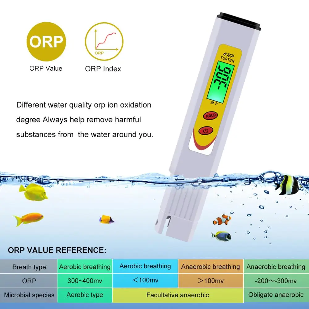 Yieryi ORP Meter Aquarium Water Tester Drinking Water Quality Analyser Oxidation Reduction Device Litmus Swimming Pools Tester