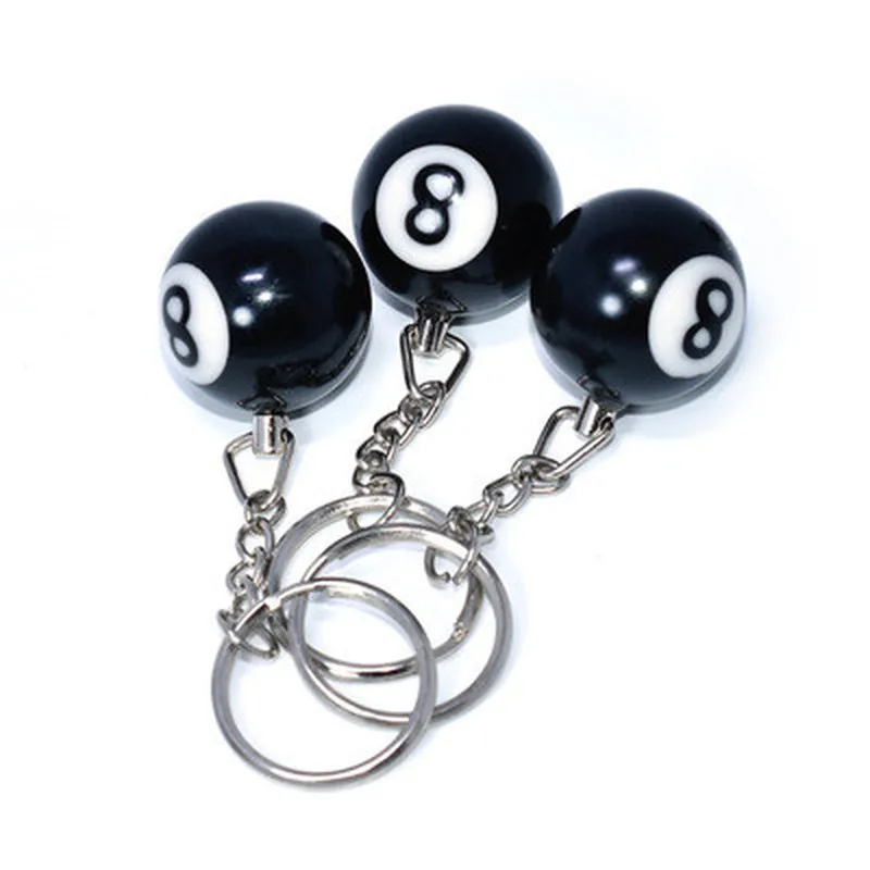 8 BALL POOL KEYRING SOLID BLACK BALL WITH KEYCHAIN Great Gift