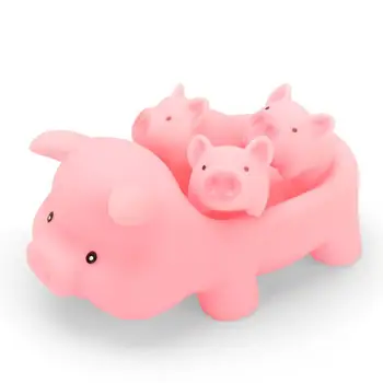 

Kuulee Baby Bath Toy Kid Bath Playmate Beauty Floating Pig Mummy&Baby Squeaky Family Baby Bath Toy mesh bag PVC