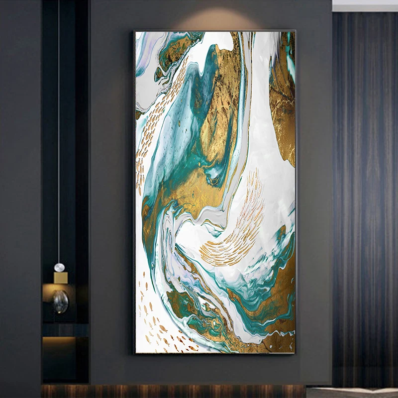 Waliicorners Abstract Blue Gold Wall Art Paintings Scandinavian Style Canvas Poster Print 9 H453b18c93a8f407d8e3b917288814aafY