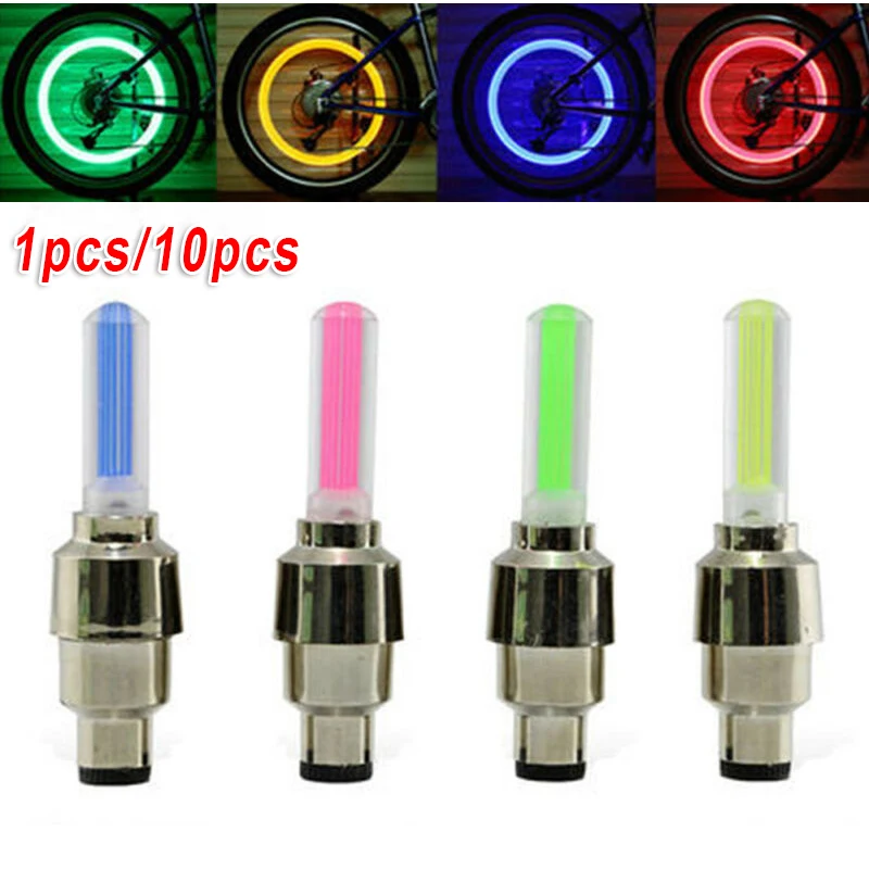 4 X Blue Tyre LED Car Wheel Tyre Air Valve Stem Caps Decoration Light Fit Bike