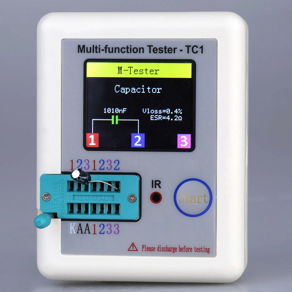 LCR-TC1 1.8" TFT LCD Display Multimeter Transistor Tester Diode Triode Capacitor Resistor Detector MOSFET NPN PNP Triac MOS