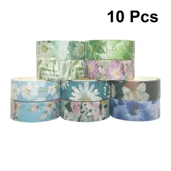 

10pcs Paper Tape Creative Flower Beautiful Fashion Sticker Craft Paper Tape DIY Tape for Photo Albums Diary Scrapbooks