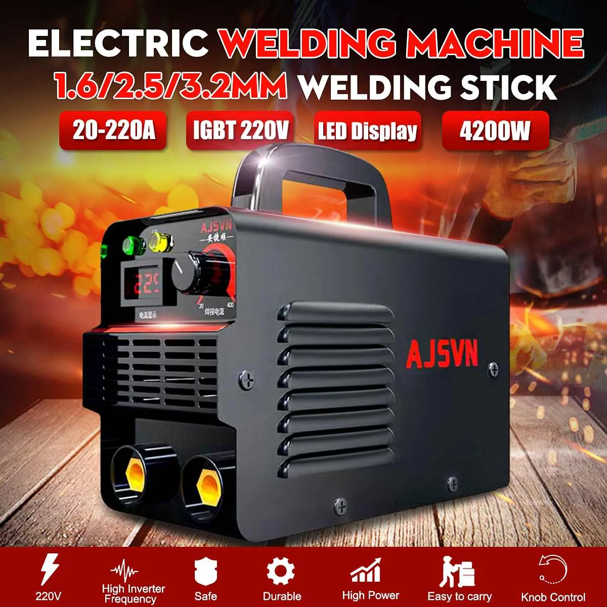 

220V Adjustable 20A-225A 4200W Handheld IGBT Inverter Arc Welder-Welding Machine Digital Display Mini Portable Welding Tool