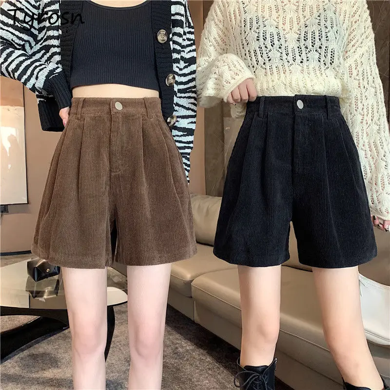 

Corduroy Shorts Women Autumn Winter High Waist All Match Vintage Harajuku A Line Students Retro Loose Fashion Korean Style New