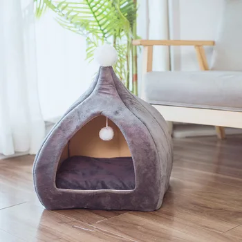 

Warm Cat Pet Beds Soft Nest Kennel Bed House Winter Sleeping Bag Mat Pad Tent Pets Portable Indoor Cozy Beds For Pet Supplies