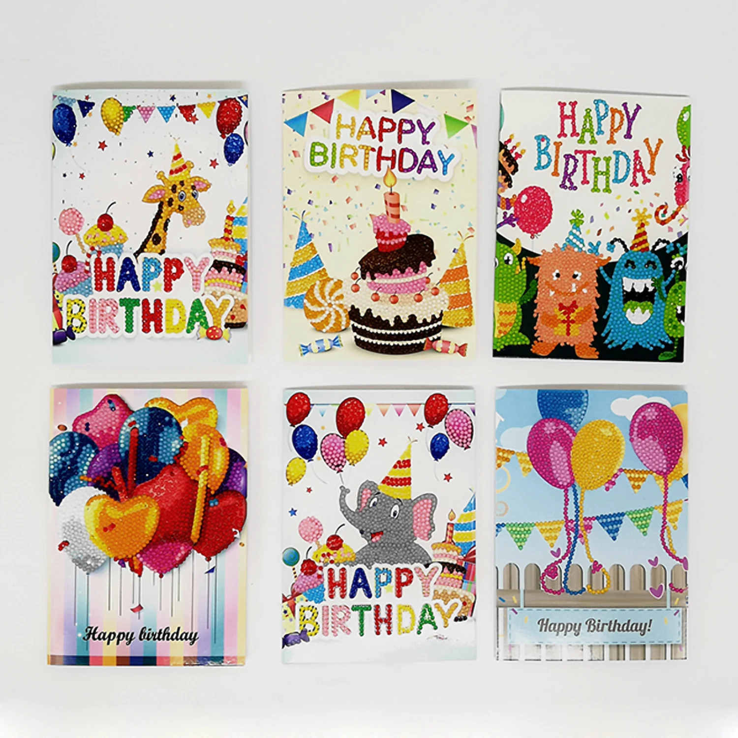 6pcs 5D Diamond Painting Birthday Greeting Card Navidad Cuadros DIY Diamond Embroidery Postcards Arts Crafts Kits for Kids 
