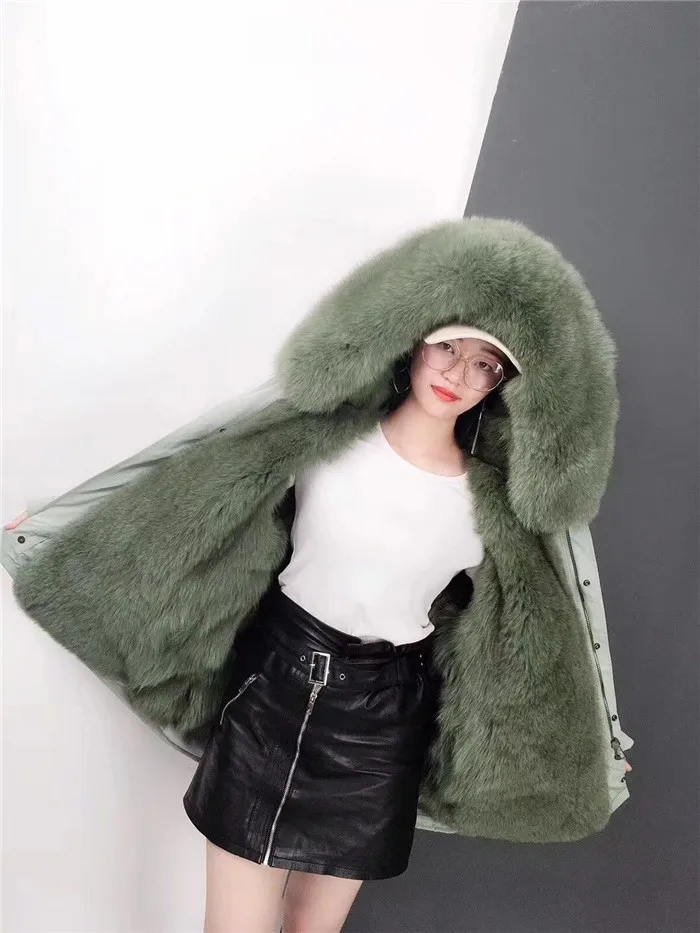 Chaquetas Mujer Женская парка из натурального Лисьего меха, зимняя меховая подкладка из натурального Лисьего меха, пальто для женщин