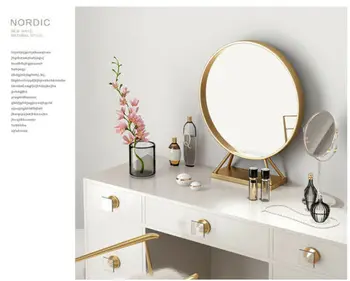 

GURUN Vanity Large Round Makeup Mirror Standing Tabletop Desk Bedroom Bathroom Hotel Dressing Cosmetic Beauty Gold/Pink/Black Ho