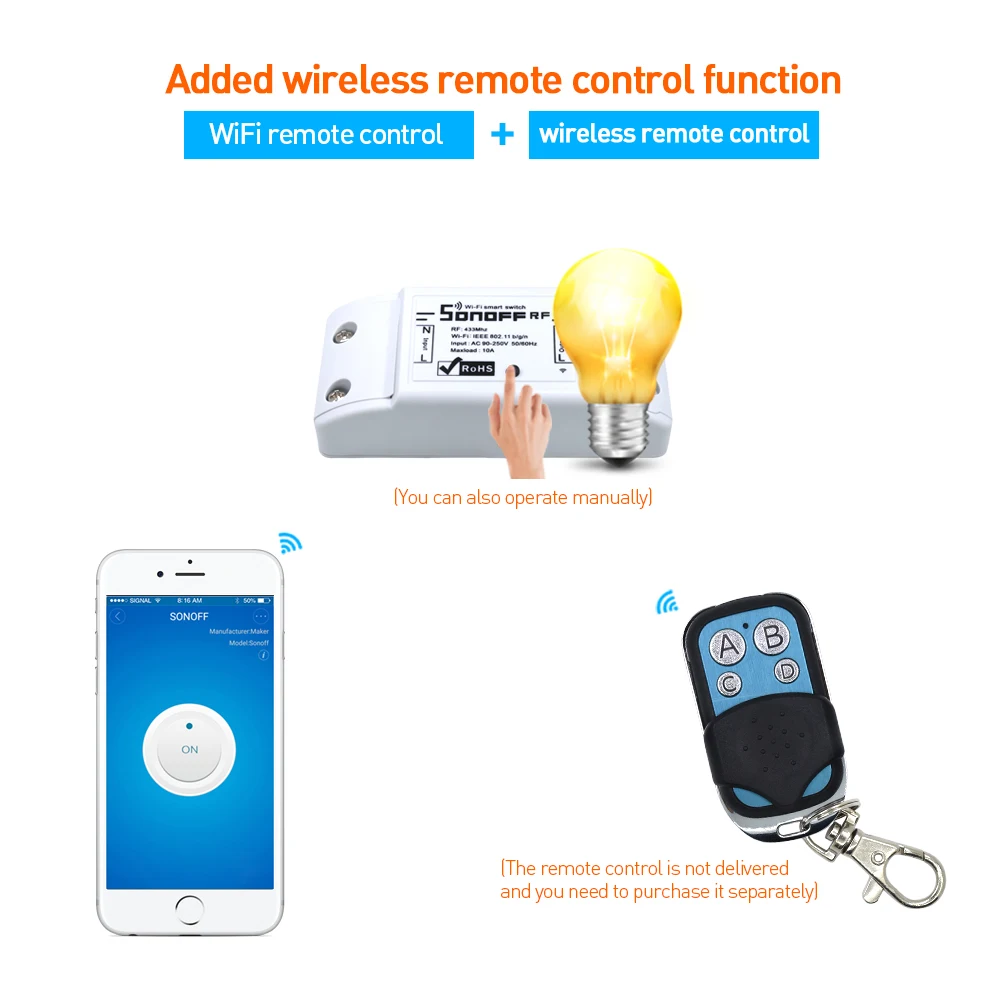 SONOFF RF WiFi Smart Switch 433 МГц пульт дистанционного управления модули для автоматизации умного дома Diy таймер переменного тока 90-250 В 220 В 433 МГц