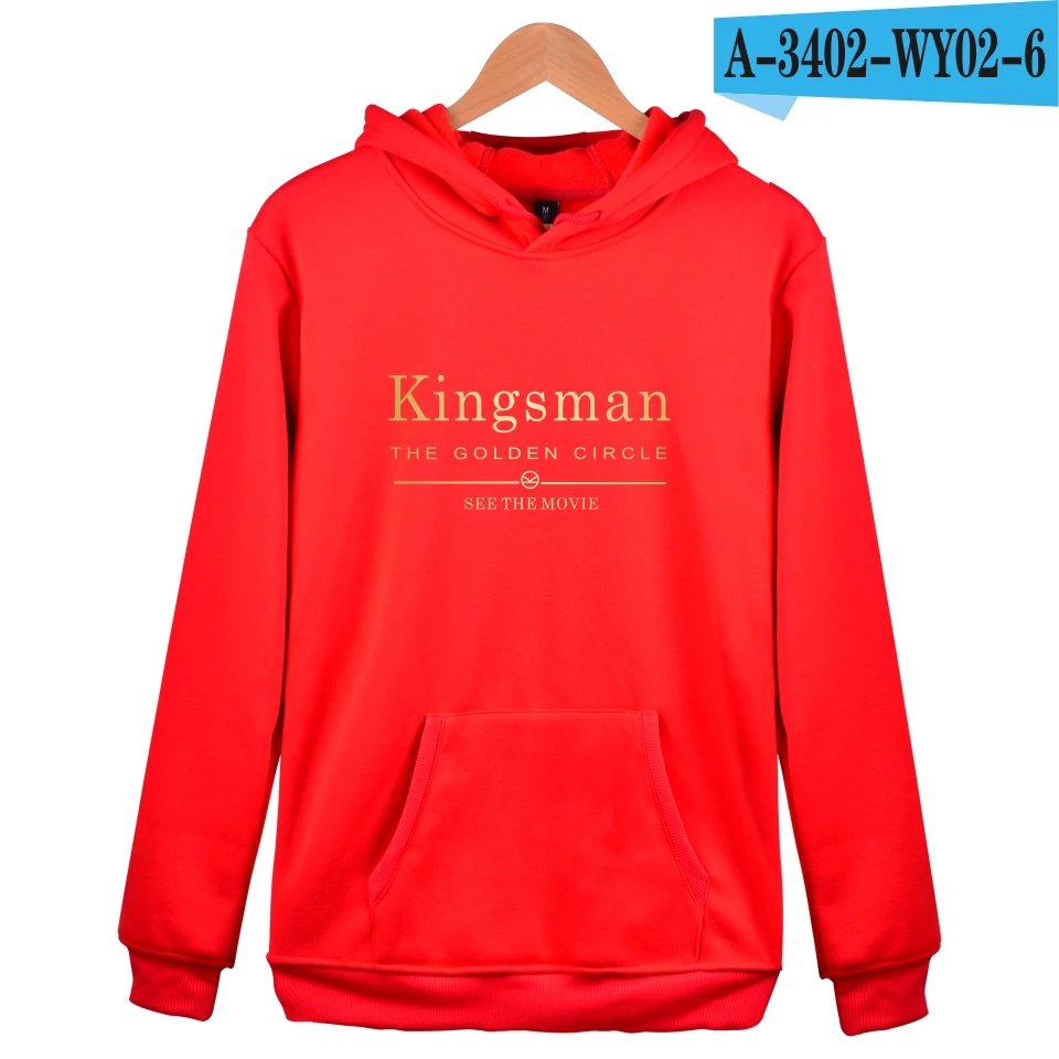 KINGSMAN толстовки для мужчин/женщин Хип Толстовка в стиле хип-хоп с круглым вырезом и капюшоном KINGSMAN Толстовка толстовки для мальчиков/девочек крутые толстовки XXS-4XL - Цвет: Red