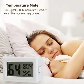 

Mini Digital LCD Temperature Humidity Meter Thermometer Hygrometer Indoor Room Temperature Sensor Weather Station with Clock