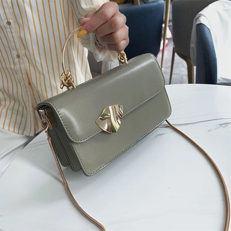 

New Arrival Bag Metal Leaves WOMEN'S Bag Summer New Style 2019 Shoulder Bag Women's INS Hand Chain Square Sling Bag