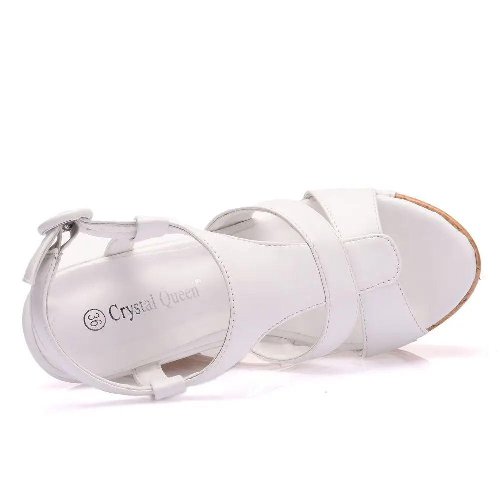 2021 New Women Wedge Sandals Summer Platform White Black Buckle Strap Peep Toe Thick Bottom Casual Ladies Roman Shoes H0163