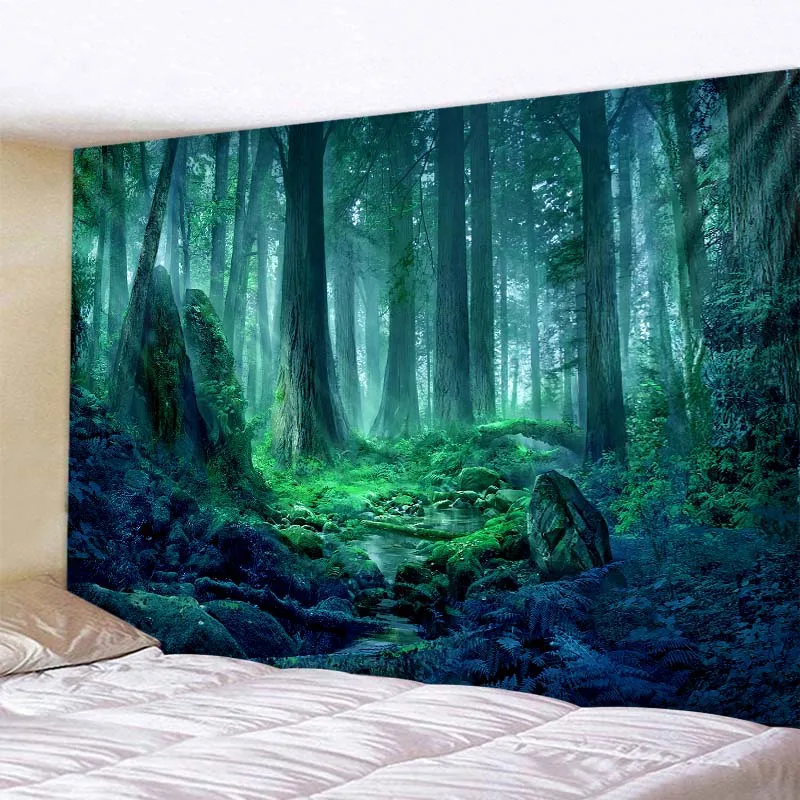 Large tapestry natural landscape forest wall hanging aesthetics room decoration bohemian bedroom living room wall decoration