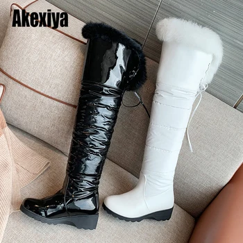 

Over-the-Knee Boots fashion Womens Heel Platform Faux fur Winter Keep warm Thigh Boots 4.5CM High Heels Large size 34-43 u156