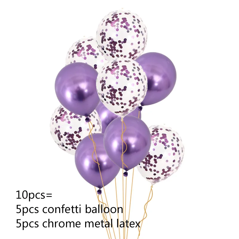 10pcs mix purple 14 шт. Сердце Звезда Золотой воздушный шар "Конфетти" с днем рождения металлический хромированный шарики, День подарков будущей матери Свадебный декор баллоны с гелием - Цвет: 10pcs mix purple