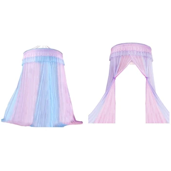 

2x Bed Canopy Double Colors Hung Mosquito Net Princess Bed Tent Curtain Foldable 5 & 1
