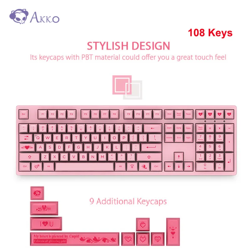 

Original Akko 3108 V2 Wired Mechanical Keyboard 108Key PBT Keycap DIY Layout With 9 Additional Keycap USB Type-C Gaming Keyboard