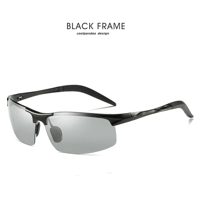 CoolPandas брендовые классические алюминиево-магниевые солнцезащитные очки поляризованные мужские защитные для вождения фотохромные очки сменные цветные линзы мужские - Цвет линз: Black Frame