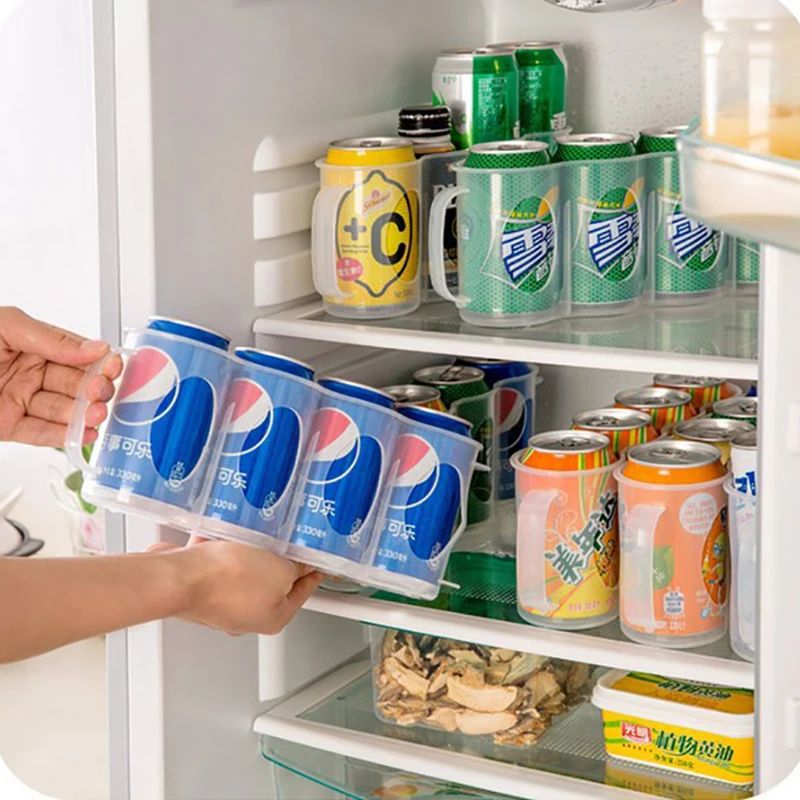 

Beverage Cans Storage Box Refrigerator Fridge Organizer Transparent Drink Bottle Holder Container Plastic Kitchen Storage Box