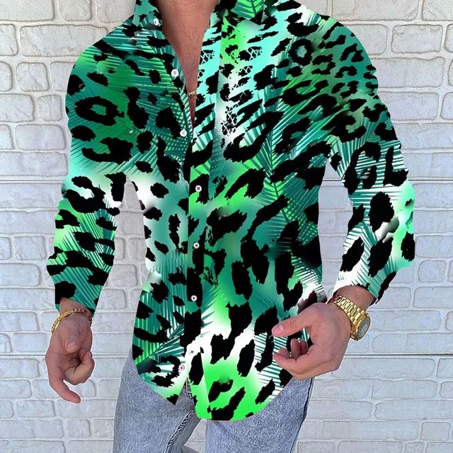 Casual Men Slim Fit Print Party Club Shirt Luxury Brand Printed Shirt 2021 Spring and Autumn Men Fashion Trend Long Sleeve Shirt YHCCS-29