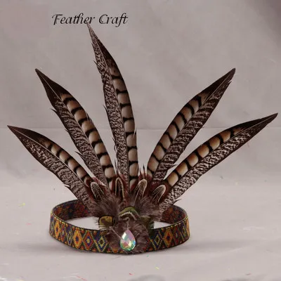 Indian Feather Headband Pheasant Hair Decorated African Emirates Hat Catwalk Show Performance Props Feather Headcraft Headdress - Цвет: A1