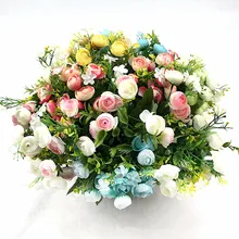 

33CM Artificial Rose Bouquet DIY Flower Arrangement Accessories Real Touch Wedding Flowers Decoration Home Table Decor Plants