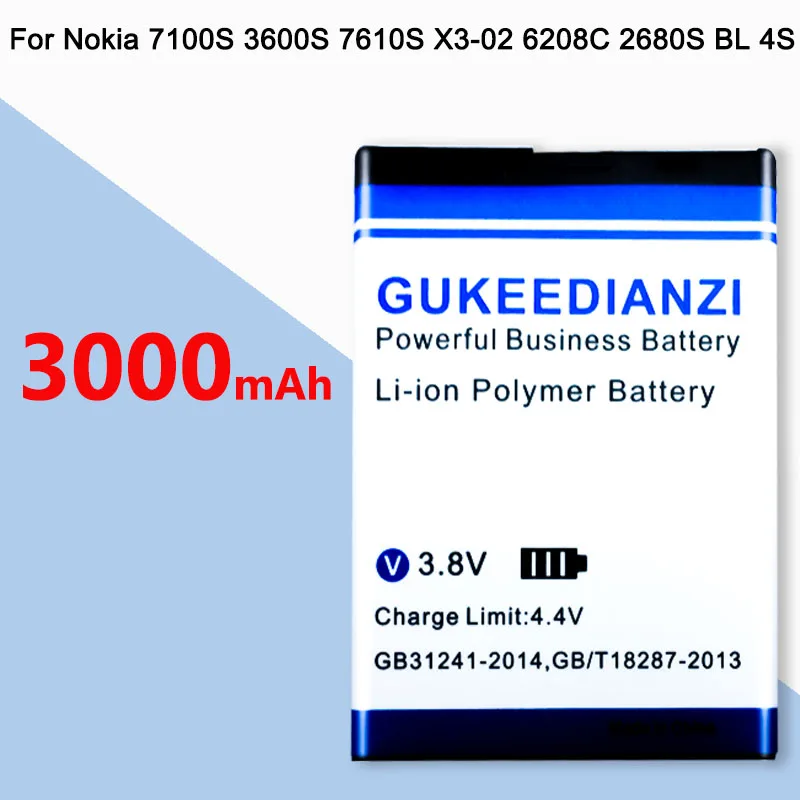 Оригина GUKEEDIANZI BL-4S телефон Батарея для Nokia 2680 слайд 3600 3710 раза 7020 7100 Supernova 7610 3000 мА-ч