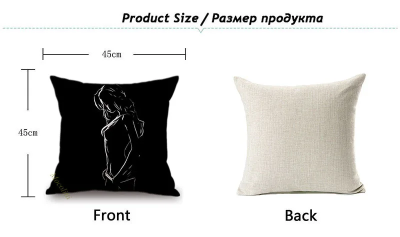 Black Sexy Art Dreaming Woman Design Throw Pillows Case Sexy Ass Butt Cotton Linen Home Decoration Room Sofa Chair Cushion Cover K167-15