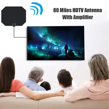 

Digital HDTV Antenna 80 Miles 25DB Signal Receiver Booster Active Indoor Aerial Linearity Polarization Power Connector USB