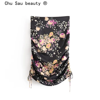 

Chu Sau beauty 2019 New Fashion Beautiful Floral Print Mini Skirt Women Sexy Chic Bow Tie Hot Short Skirts Female Falda De Moda