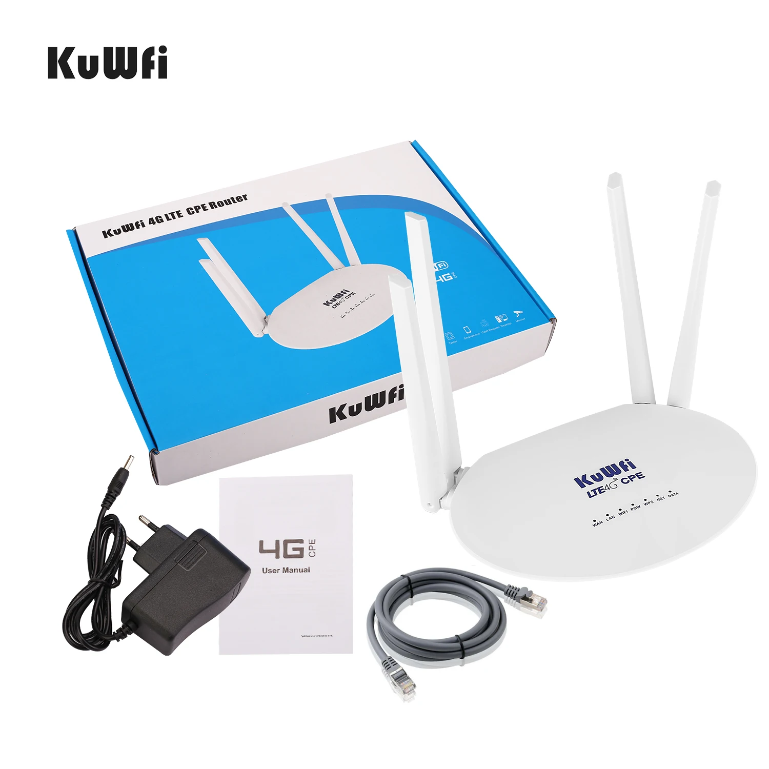 KuWfi 4G LTE CPE маршрутизатор 300 Мбит/с беспроводной маршрутизатор 3G/4G LTE wifi маршрутизатор с слотом для sim-карты и 4 шт. внешняя антенна 32 пользователя