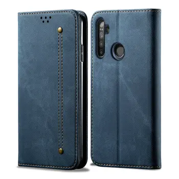 

Realme5 Flip Case Luxury Solid Leather Canvas for OPPO Realme 5 Pro Case Realme 5i 5s Q 5Pro Wallet Cover Real me 5 i Shockproof