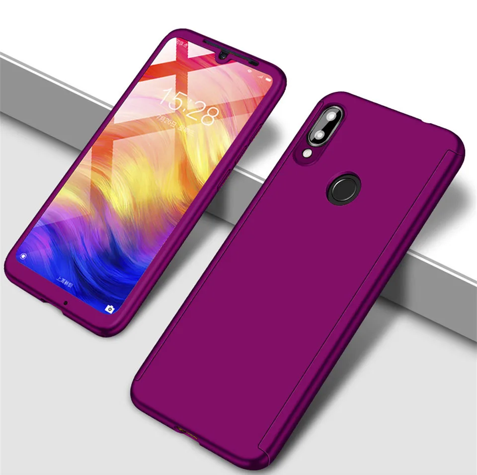 Purple 360 Полный чехол Защитный чехол для телефона Xiaomi Redmi Note 8 7 Pro противоударный чехол для Redmi 7 7A 6 6A 5 Plus S2 K20 чехол-сумка - Цвет: Purple