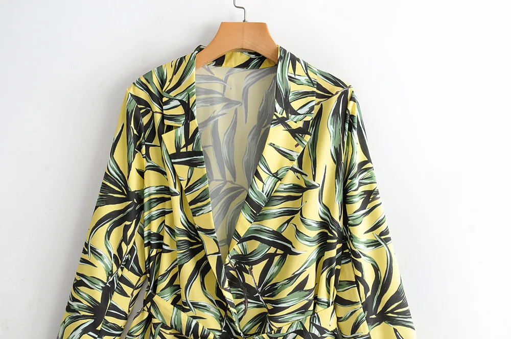 Autumn New Style Western Style Casual Loose Fashion Printed with Belt Suit Jacket