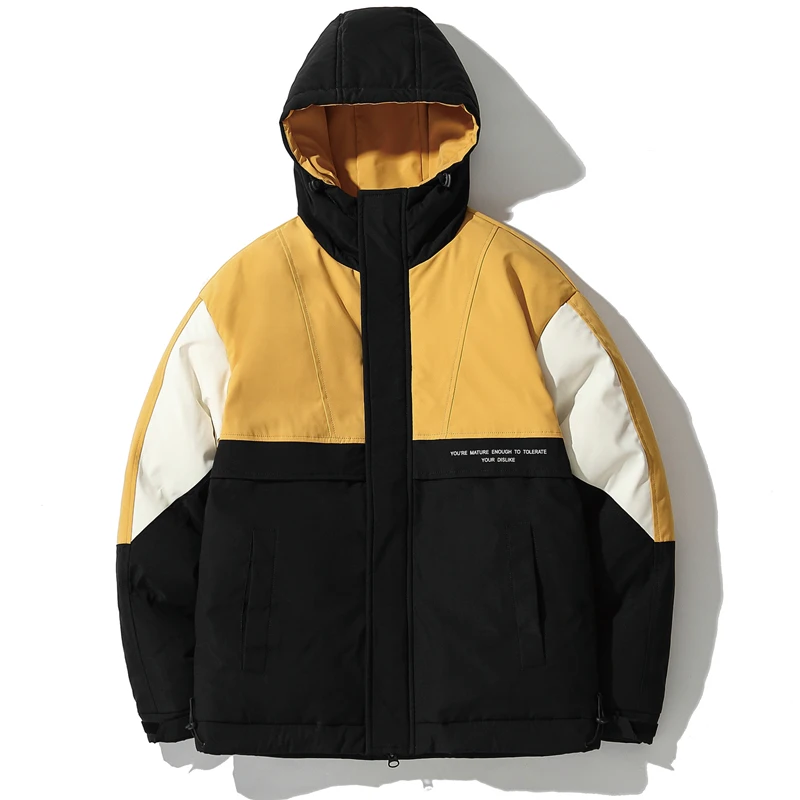 Yellow Down Jacket Зимняя мужская куртка, уличная мода, Мужское пальто с капюшоном, повседневный пуховик, парка, ветровка, повседневное пальто - Цвет: Yellow Down Jacket