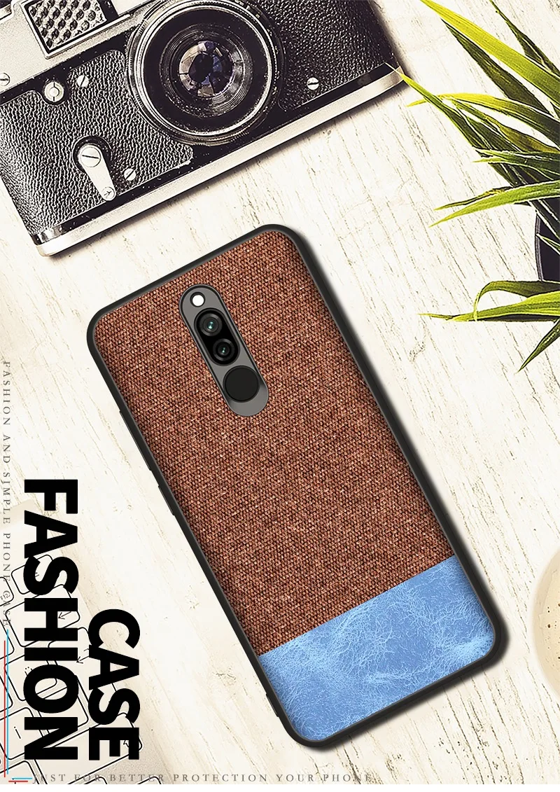 Для Xiao mi redmi 8 чехол силиконовый тканевый противоударный чехол для Xiao mi redmi 8A note 8 cc9 pro mi 9 Capas чехол - Цвет: brown with blue