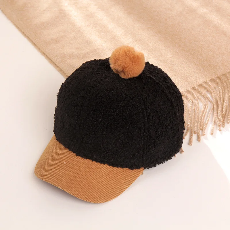 Кашемировая детская шапка, зимняя детская Милая плотная теплая бейсбольная кепка для мальчиков и девочек, подходящая по цвету Кепка
