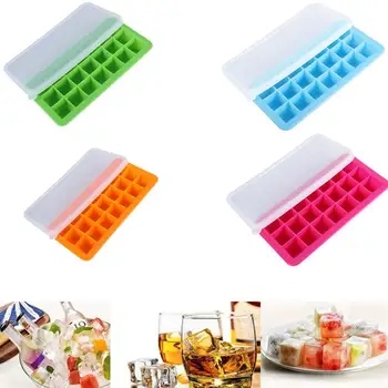 

21-Grid Silicone Ice Cube Trays with Lids Creative Food-Grade Silicone Mold for Bars Kitchens Beverage Liquid