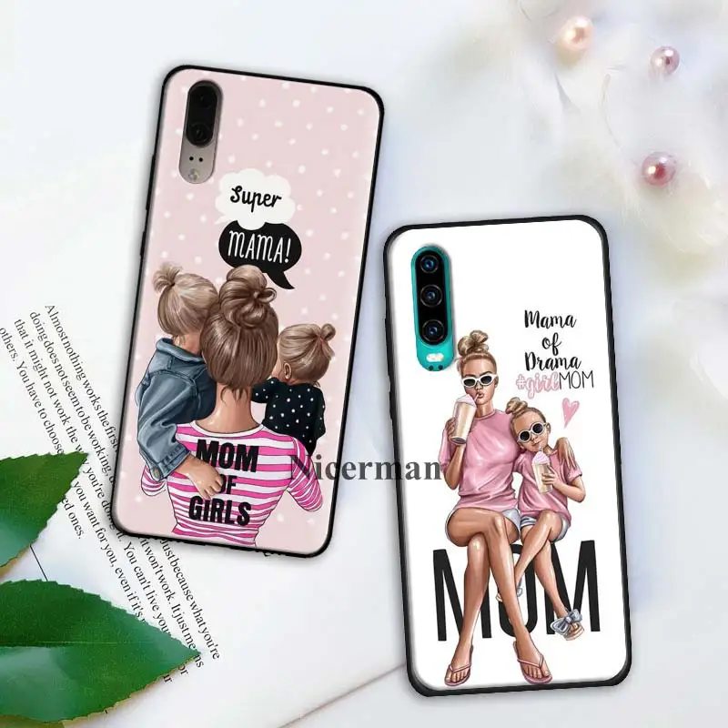Силиконовый чехол для huawei P30 P20 P10 mate 30 20 10 Lite Pro P Smart Z Plus Nova 5i Pro коричневые волосы для маленьких мам и девочек