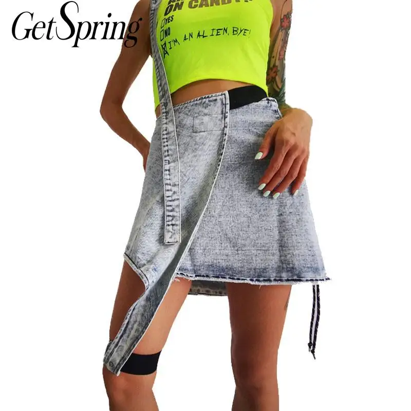 Женская юбка с эластичным поясом GetSpring Модная Джинсовая высокой талией