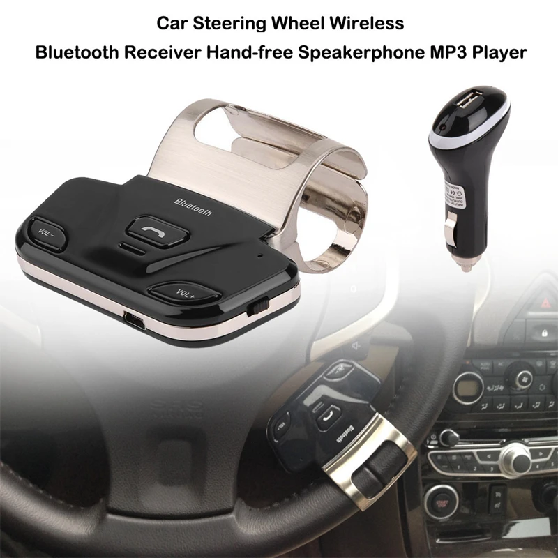 Car MP3 Player Wireless Bluetooth Hand-free Phone On the Seering Wheel Handsfree System With Charger USB Cable New | Автомобили и