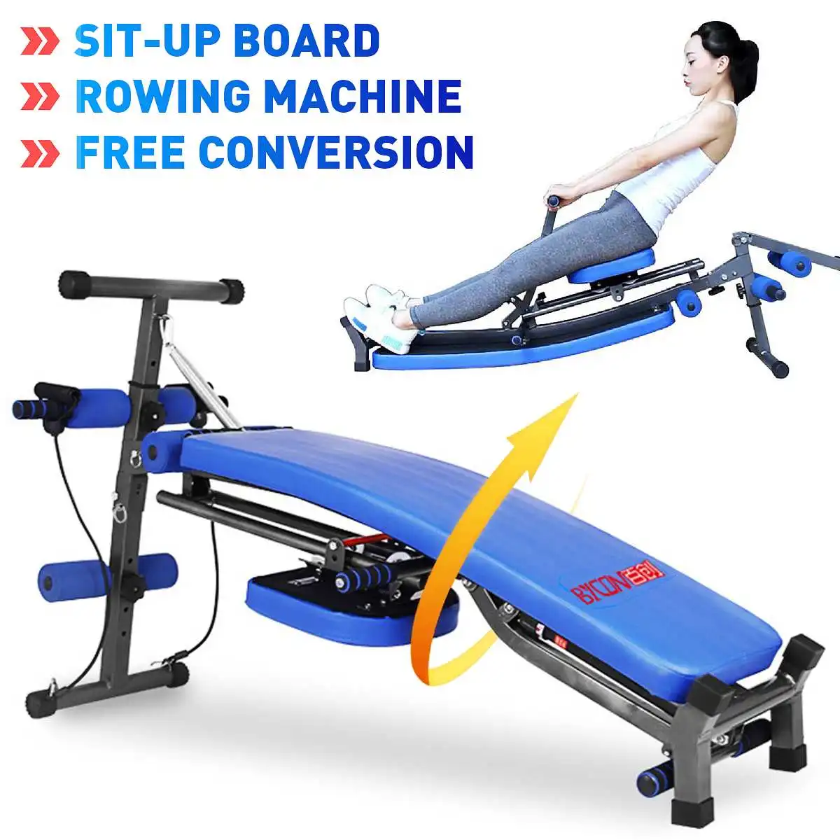 US $120.32 5 In 1 Folding Sit Up Benches Board PushUp Bar Rowing Machine Adjustable Abdominal Muscle Trainer Workout Fitness Equipment