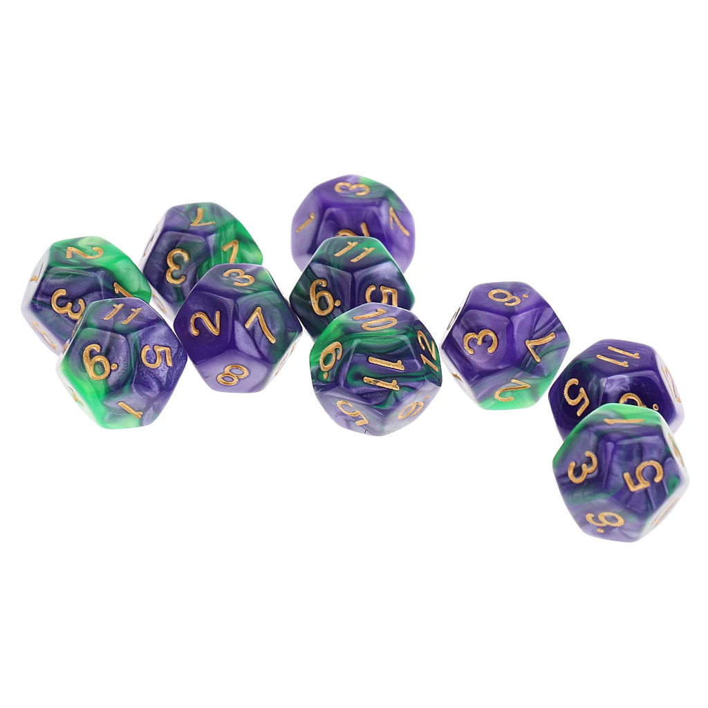 10pieces 12 Sided Dice Set D12 Polyhedral Dice for Dungeons and Dragons Party Table Games